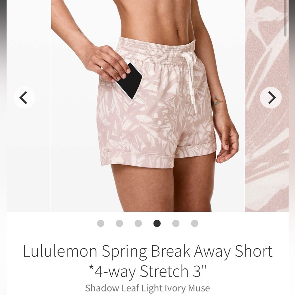 lululemon Spring Break Away Pink Athletic Shorts 3” Size 8